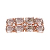 Thumbnail Image 4 of Oval Morganite and White Lab-Created Zircon Double Row Eight Stone Ring in Sterling Silver with 14K Rose Gold Plate