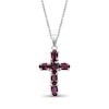 Thumbnail Image 1 of Oval Garnet Six Stone Cross Pendant in Sterling Silver