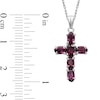 Thumbnail Image 3 of Oval Garnet Six Stone Cross Pendant in Sterling Silver