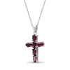 Thumbnail Image 4 of Oval Garnet Six Stone Cross Pendant in Sterling Silver