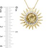 Thumbnail Image 4 of 9.0mm Citrine and 1/10 CT. T.W. Diamond Frame Sunburst Pendant in Sterling Silver with 14K Gold Plate