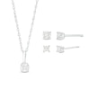 Thumbnail Image 0 of Essentials 1/2 CT. T.W. Princess-Cut and Round Diamond Solitaire Pendant and Earrings Set in 10K White Gold (J/I3)