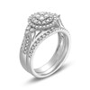 Thumbnail Image 3 of 3/4 CT. T.W. Multi-Diamond Frame Tri-Sides Double Row Cathedral Shank Bridal Set in 14K White Gold
