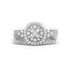 Thumbnail Image 4 of 3/4 CT. T.W. Multi-Diamond Frame Tri-Sides Double Row Cathedral Shank Bridal Set in 14K White Gold