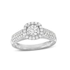 Thumbnail Image 1 of 1 CT. T.W. Diamond Cushion-Shaped Frame Triple Row Engagement Ring in 14K White Gold (I/I1)