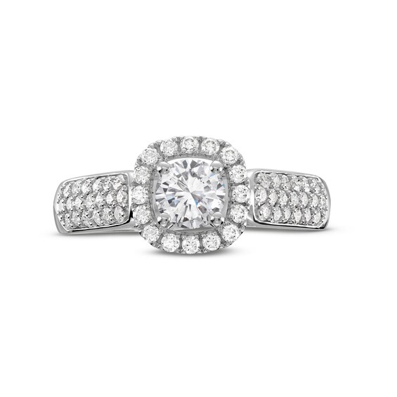 1 CT. T.w. Diamond Cushion-Shaped Frame Triple Row Engagement Ring in 14K White Gold (I/I1)