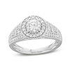 Thumbnail Image 1 of 1 CT. T.W. Diamond Frame Side Accent Duo Split Shank Engagement Ring in 14K White Gold (I/I2)