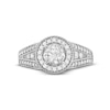 Thumbnail Image 4 of 1 CT. T.W. Diamond Frame Side Accent Duo Split Shank Engagement Ring in 14K White Gold (I/I2)