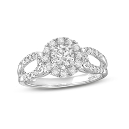 1 CT. T.W. Diamond Frame Loop Shank Engagement Ring in 14K White Gold (I/I2)