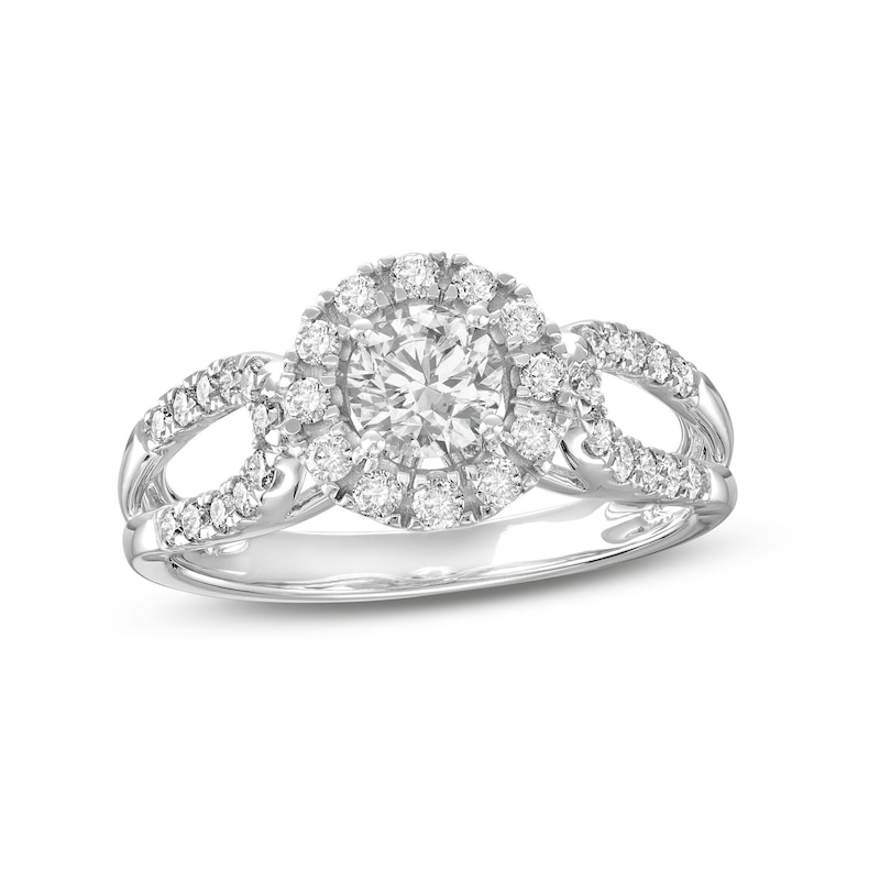 Main Image 1 of 1 CT. T.W. Diamond Frame Loop Shank Engagement Ring in 14K White Gold (I/I2)
