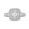 Thumbnail Image 4 of 1-1/4 CT. T.W. Diamond Cushion-Shaped Double Frame Edge Accent Tapered Shank Engagement Ring in 14K White Gold (I/I1)