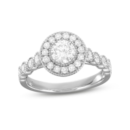 1-1/4 CT. T.W. Diamond Beaded Frame Engagement Ring in 14K White Gold (I/I2)