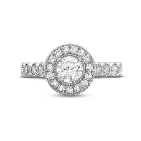 1-1/4 CT. T.w. Diamond Beaded Frame Engagement Ring in 14K White Gold (I/I2)
