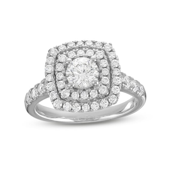 1-1/2 CT. T.w. Diamond Cushion-Shaped Double Frame Engagement Ring in 14K White Gold (I/I1)