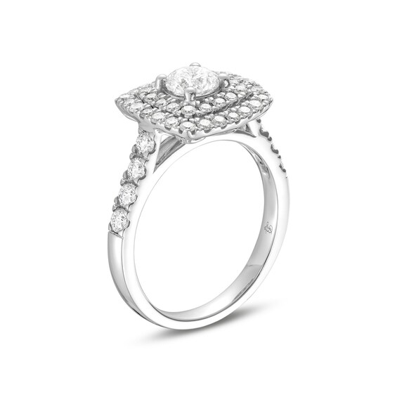 1-1/2 CT. T.w. Diamond Cushion-Shaped Double Frame Engagement Ring in 14K White Gold (I/I1)