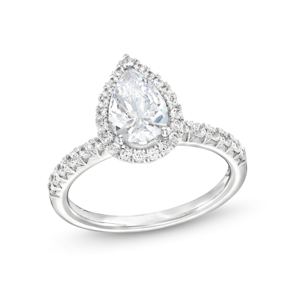 2 CT. T.w. Certified Pear-Shaped Lab-Grown Diamond Frame Engagement Ring in 14K White Gold (F/Vs2)