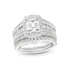 Thumbnail Image 1 of 3-3/4 CT. T.W. Certified Emerald-Cut Lab-Grown Diamond Frame Bridal Set in 14K White Gold (F/VS2)