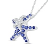 Thumbnail Image 2 of Blue and White Lab-Created Sapphire Motherly Love Starfish Pendant in Sterling Silver