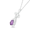 Thumbnail Image 2 of Pear-Shaped Amethyst and Diamond Accent Collar Dog Outline Pendant in Sterling Silver