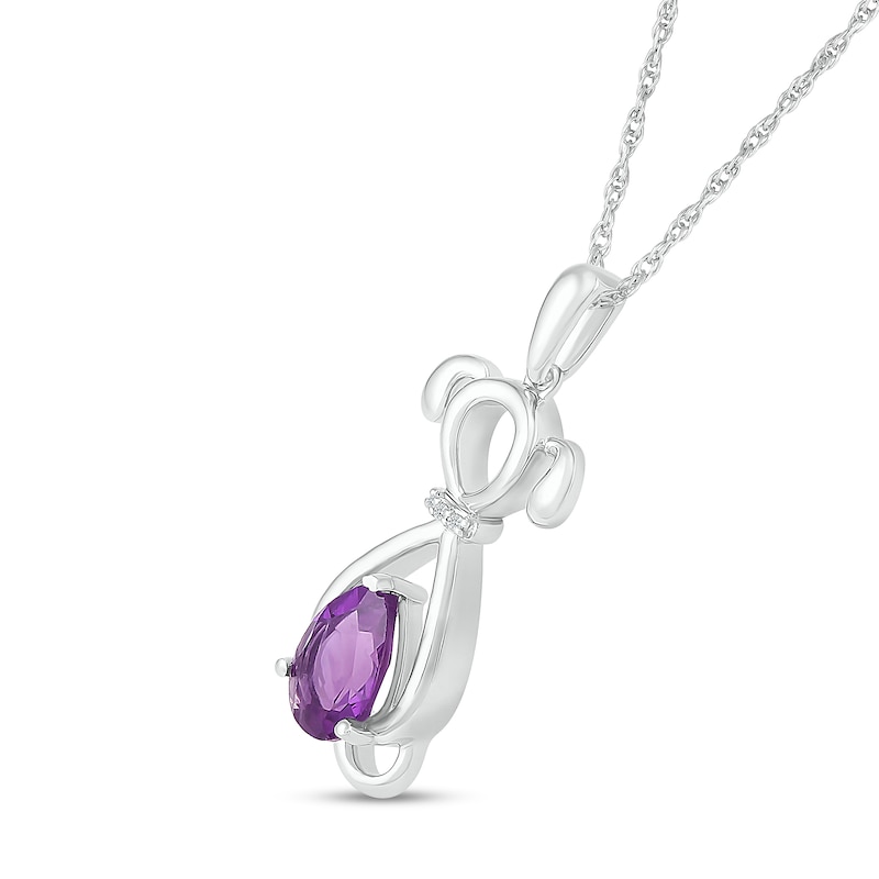 Main Image 2 of Pear-Shaped Amethyst and Diamond Accent Collar Dog Outline Pendant in Sterling Silver