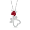 Thumbnail Image 1 of 5.0mm Heart-Shaped Lab-Created Ruby and White Lab-Created Sapphire Motherly Love Paw Prints Pendant in Sterling Silver