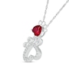 Thumbnail Image 2 of 5.0mm Heart-Shaped Lab-Created Ruby and White Lab-Created Sapphire Motherly Love Paw Prints Pendant in Sterling Silver