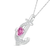 Thumbnail Image 2 of 5.0mm Heart-Shaped Pink and White Lab-Created Sapphire Ribbon Overlay Anchor Pendant in Sterling Silver