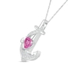 Thumbnail Image 2 of 5.0mm Heart-Shaped Pink and White Lab-Created Sapphire Ribbon Overlay Anchor Pendant in Sterling Silver