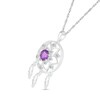 Thumbnail Image 2 of 5.0mm Amethyst and White Lab-Created Sapphire Mandala Dream Catcher Pendant in 10K White Gold
