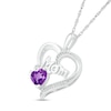 Thumbnail Image 2 of 6.0mm Amethyst and Diamond Accent Cursive "Mom" Loop Heart Drop Pendant in Sterling Silver