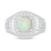 Thumbnail Image 2 of 7.0mm Cushion-Shaped Lab-Created Opal and White Lab-Created Sapphire Frame Bold Multi-Row Ring in Sterling Silver
