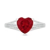 Thumbnail Image 2 of 8.0mm Heart-Shaped Lab-Created Ruby and 1/20 CT. T.W. Diamond Tapered Split Shank Ring in 10K White Gold