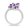 Thumbnail Image 3 of Marquise and Pear-Shaped Amethyst with Diamond Accent Double Butterfly Toi et Moi Bypass Wrap Ring in Sterling Silver