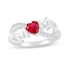 Thumbnail Image 1 of 5.0mm Heart-Shaped Lab-Created Ruby and White Lab-Created Sapphire "MOM" Infinity Ring in Sterling Silver