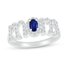 Thumbnail Image 1 of Oval Blue and White Lab-Created Sapphire "MOM" Ring in 10K White Gold