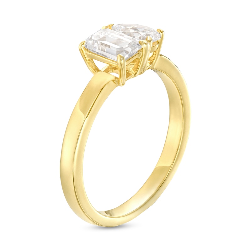 Main Image 3 of 1 CT. T.W. Pear-Shaped and Emerald-Cut Diamond Toi et Moi Engagement Ring in 14K Gold