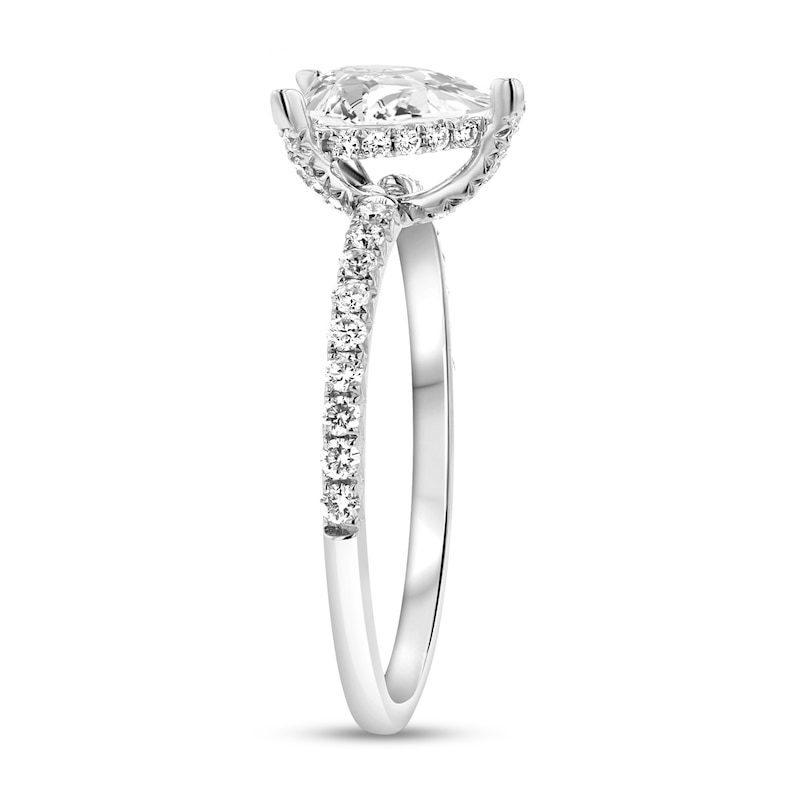 11/3 CT. T.W. PearShaped Diamond HIdden Halo Engagement Ring in 14K White Gold (I/SI2) Zales