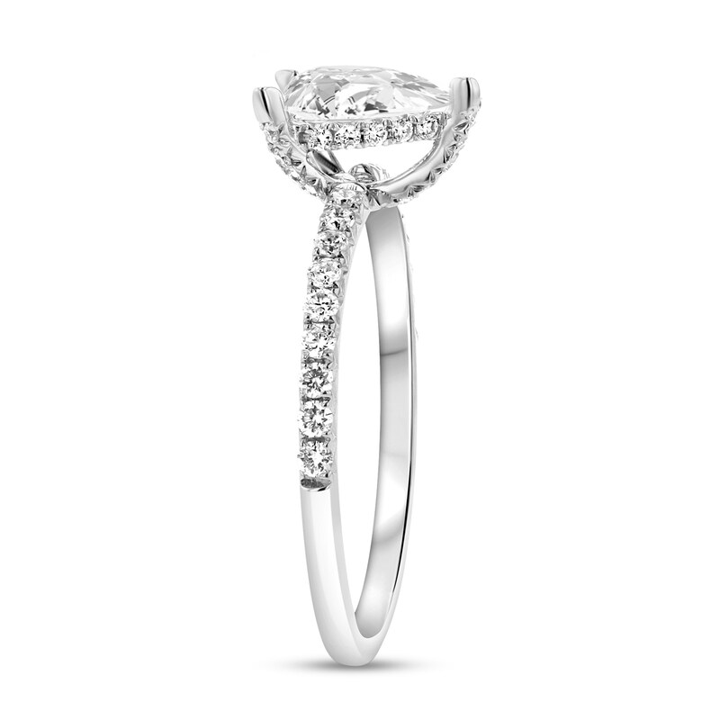 1 CT. T.W. PearShaped Diamond Hidden Halo Engagement Ring in 14K White