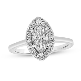 1-1/4 CT. T.W. Marquise Diamond Scallop Frame Engagement Ring in 14K White Gold (I/SI2)