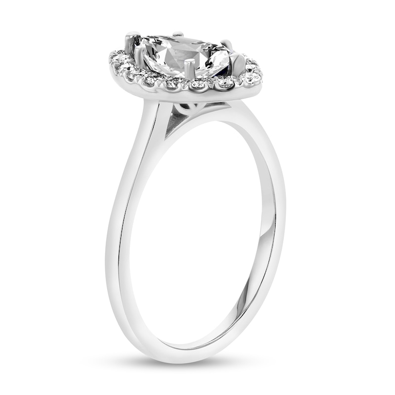 Main Image 2 of 1-1/4 CT. T.W. Marquise Diamond Scallop Frame Engagement Ring in 14K White Gold (I/SI2)