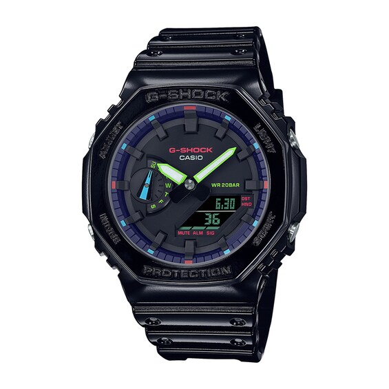 Men's Casio G-Shock Classic Black Resin Strap Watch with Black Dial (Model: Ga2100Rgb-1A)