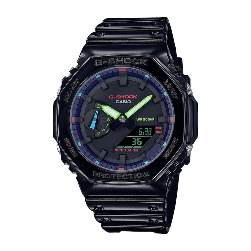 Main Image 1 of Men's Casio G-Shock Classic Black Resin Strap Watch with Black Dial (Model: GA2100RGB-1A)