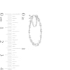 Thumbnail Image 3 of 1/4 CT. T.W. Diamond Station Inside-Out Hoop Earrings in 10K White Gold