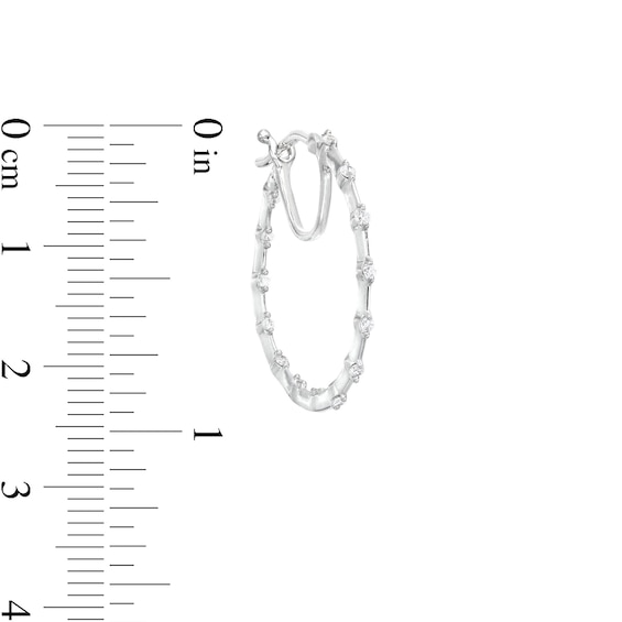 1/4 CT. T.w. Diamond Station Inside-Out Hoop Earrings in 10K White Gold