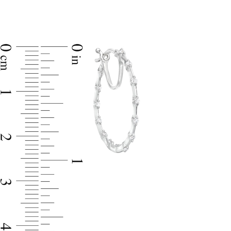 Main Image 3 of 1/4 CT. T.W. Diamond Station Inside-Out Hoop Earrings in 10K White Gold