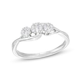 1/5 CT. T.W. Multi-Diamond Three Stone Twist Shank Ring in 10K White Gold