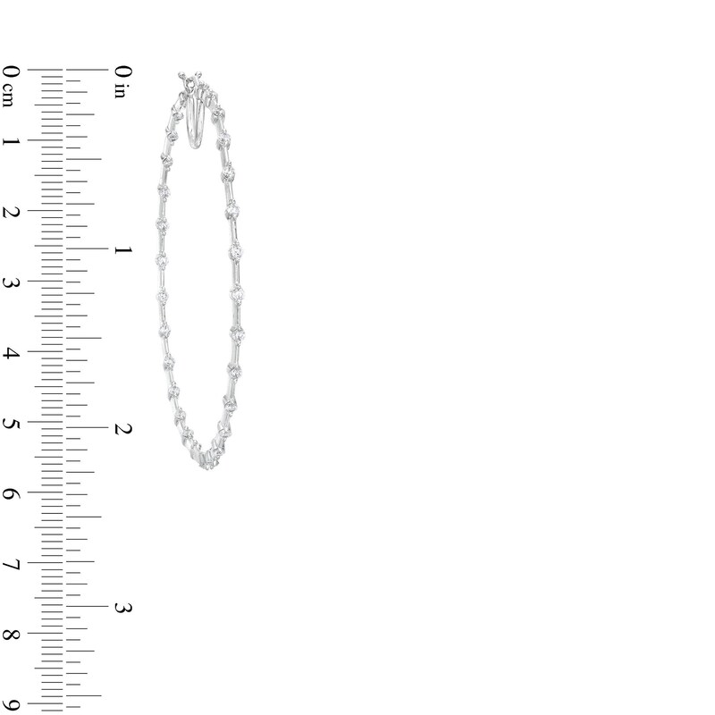 Main Image 3 of 1-1/2 CT. T.W. Diamond Station Inside-Out Hoop Earrings in 10K White Gold