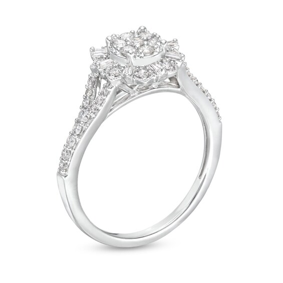 1/2 CT. T.w. Multi-Diamond Art Deco Frame Ring in 10K White Gold