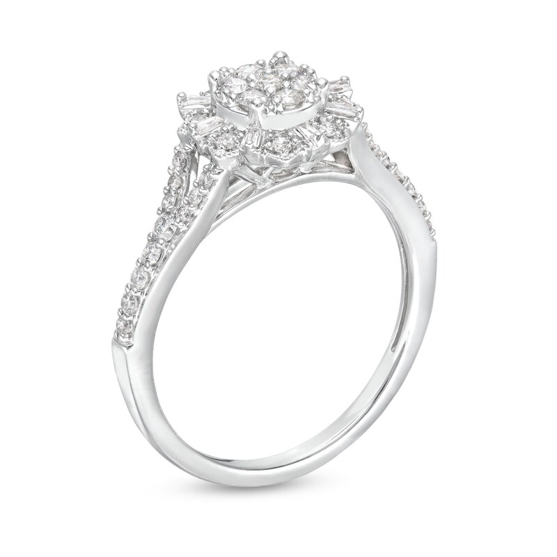 Main Image 3 of 1/2 CT. T.W. Multi-Diamond Art Deco Frame Ring in 10K White Gold
