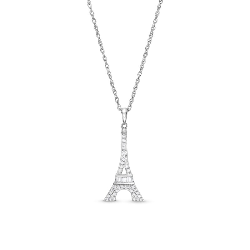 Main Image 1 of 1/5 CT. T.W. Diamond Eiffel Tower Pendant in Sterling Silver